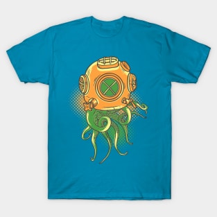 Octopus on the retro diving helmet T-Shirt